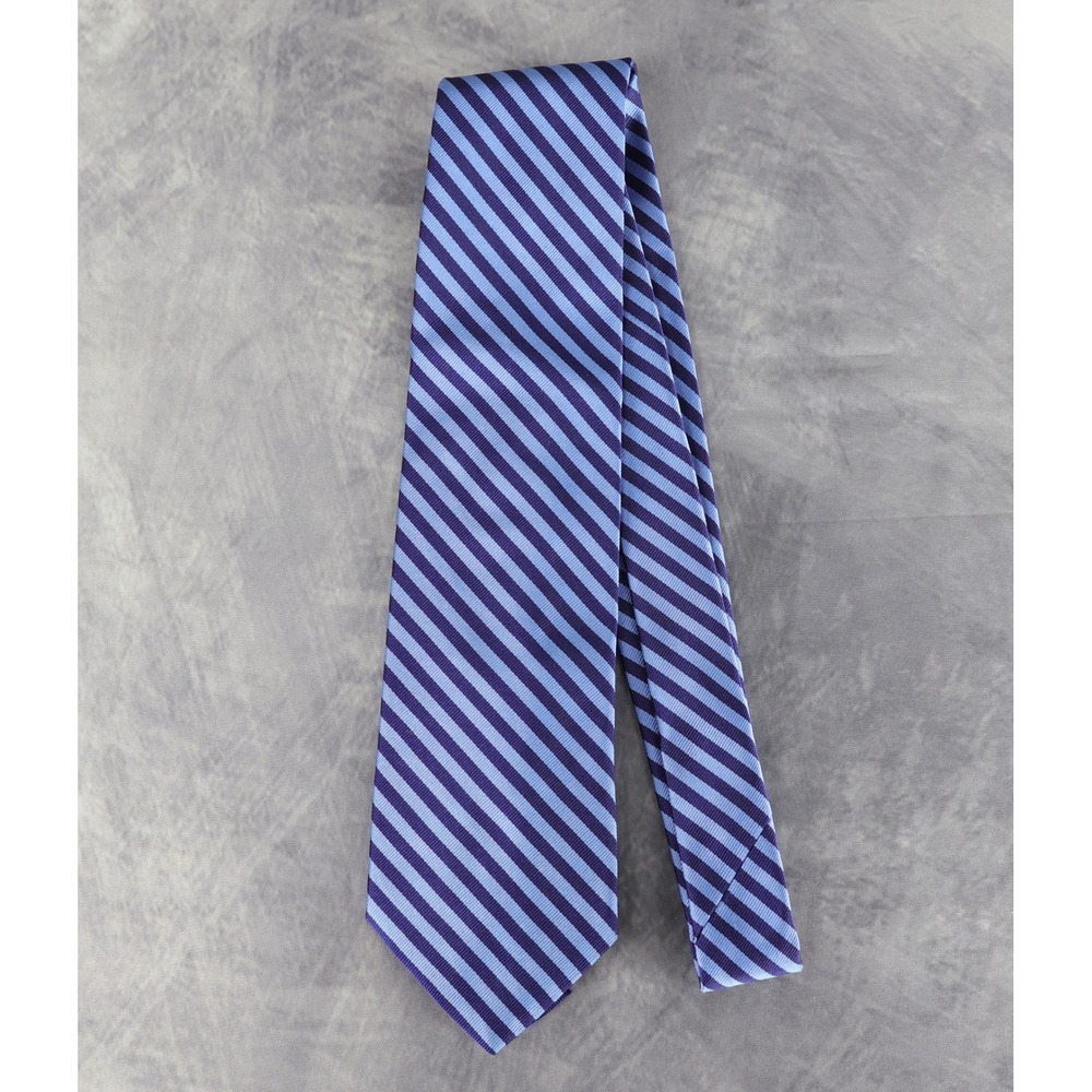 Brooks Brothers 100% Silk Necktie Blue Navy Repp Stripe Classic Makers USA Made - Picture 5 of 10